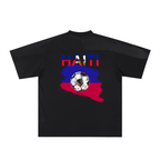 Oversized Unisex V-Neck Soccer Jersey Featuring a Haiti Flag-Inspired Mesh Design