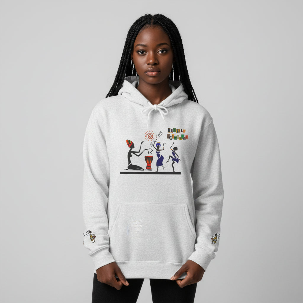 Ethnic Streetwear Unisex Heavy Blend, Hand-Drawn Tribal Music Art, Daily Wear Printify