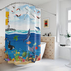 Coastal Vibes Shower Curtain, Nautical Bathroom Decor, Ocean Theme Printify