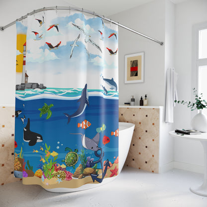 Coastal Vibes Shower Curtain, Nautical Bathroom Decor, Ocean Theme