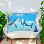 Whale Watching Lumbar Pillow - Coastal Decor for Beach Lovers Printify