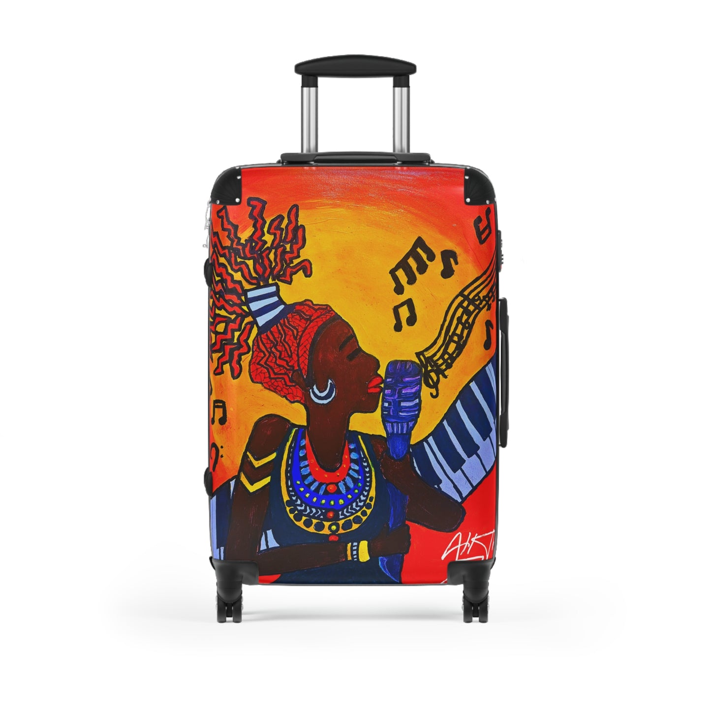 Artistic Travel Suitcase - Vibrant African Music Design