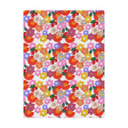 Floral Fiesta Minky Blanket — Bright Retro Flower Pattern, Cozy Throw for Living Room & Kids Printify