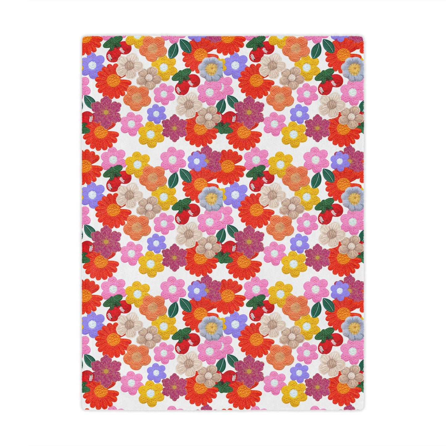 Floral Fiesta Minky Blanket — Bright Retro Flower Pattern, Cozy Throw for Living Room & Kids