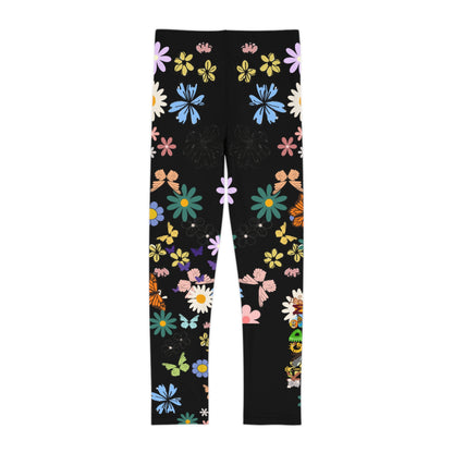 Colorful Floral Kids Leggings - Playful Butterfly & Flower Design