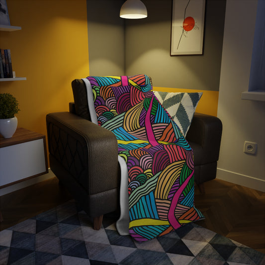 Vibrant Geometric Plush Fleece Blanket | Cozy Throw, Home Decor, Gift for Her