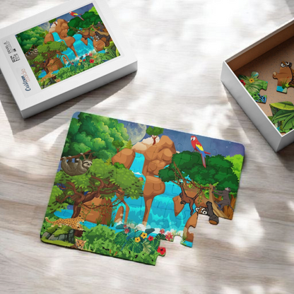 Kids' Puzzle, 30-Piece - Monkeys Animal in Jungle Educational Toy Game for Children