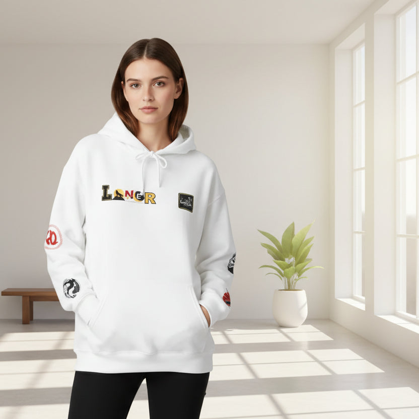 Samurai Menpo Art Hoodie, Japanese Ninja Graphic Unisex Sweatshirt, Warrior Theme Pullover