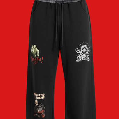 Goth Theme Graphic Unisex Plaid Waistband Barrel Sweatpants