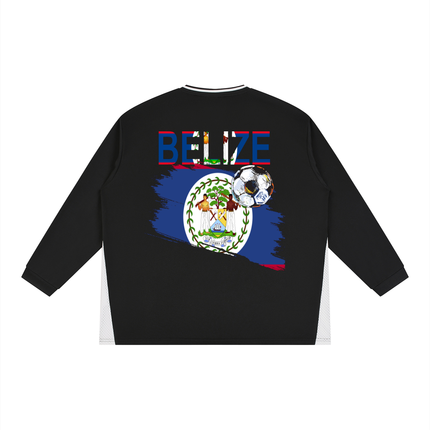 Belize Flag Themed Graphic Unisex Color Block Long Sleeve Jersey