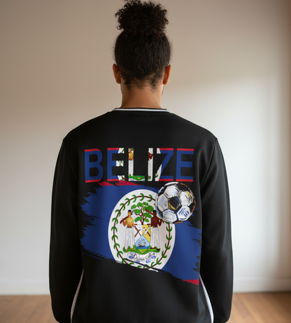Belize Flag Themed Graphic Unisex Color Block Long Sleeve Jersey