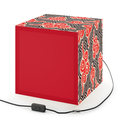 Japanese Wave Cube Lamp — Red Kumo Pattern Light