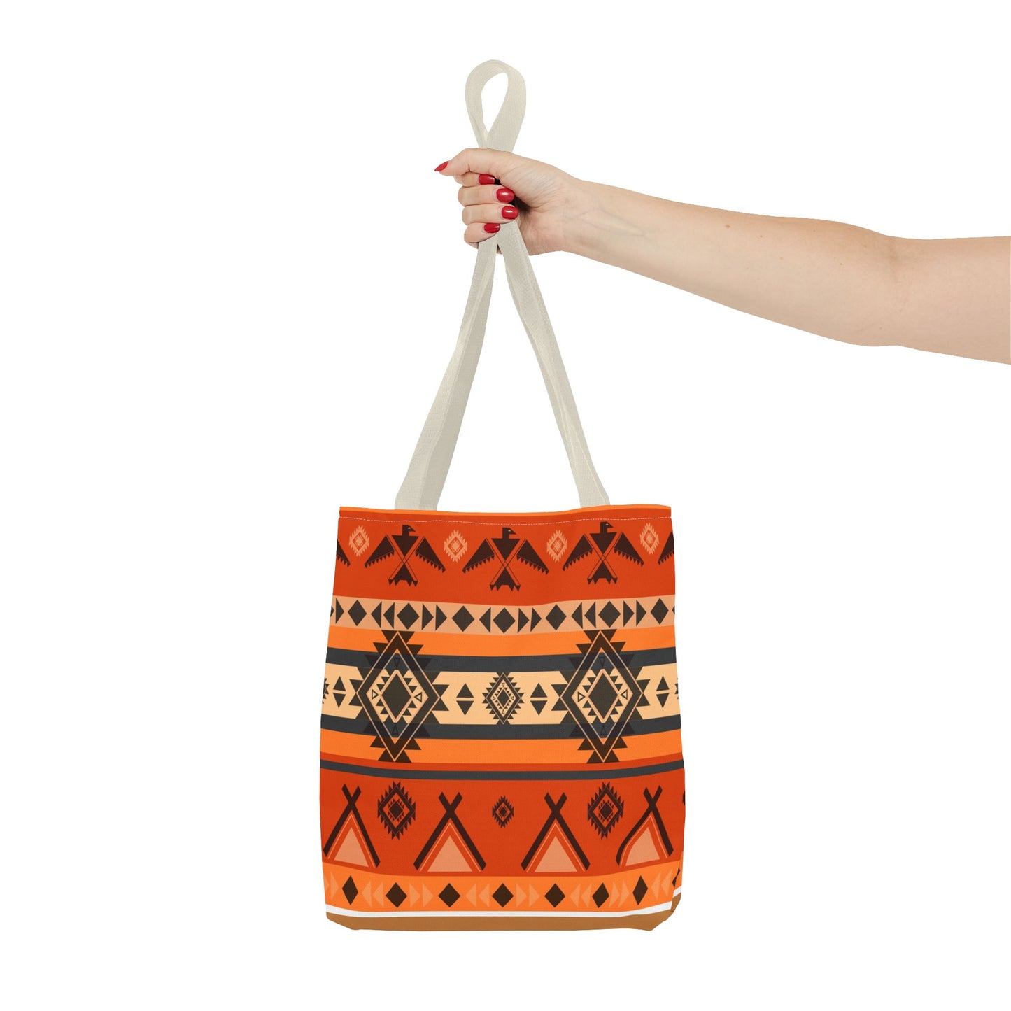 Southwestern Aztec Pattern Tote Bag — Orange Tribal All-Over Print