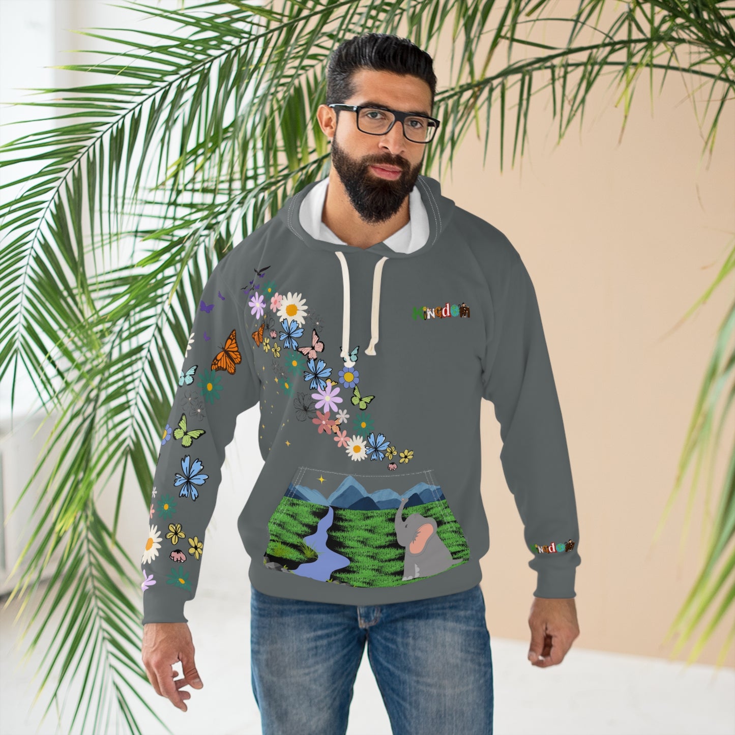 Elephant Floral Unisex Pullover Hoodie, Graphic Sweatshirt, Animal Lover Gift