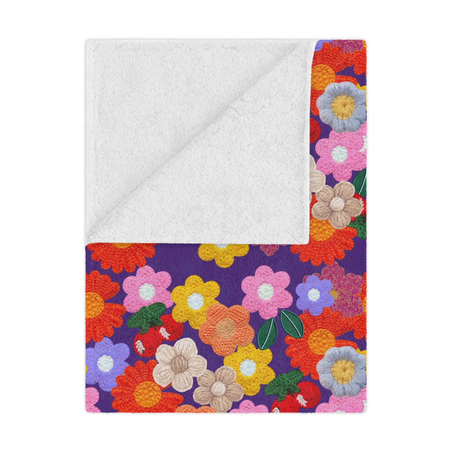 Floral Fiesta Minky Blanket — Bright Retro Flower Pattern, Cozy Throw for Living Room & Kids