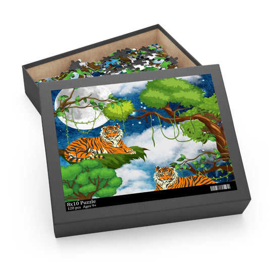 Tropical Tiger Puzzle - 120, 252 & 500-Piece Options | Jungle Wildlife Art