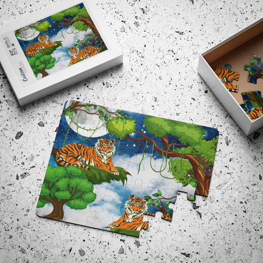 Kids' Puzzle, 30-Piece - Jungle Animal Tiger Puzzle, Fun Educational Toy, Preschool Gift