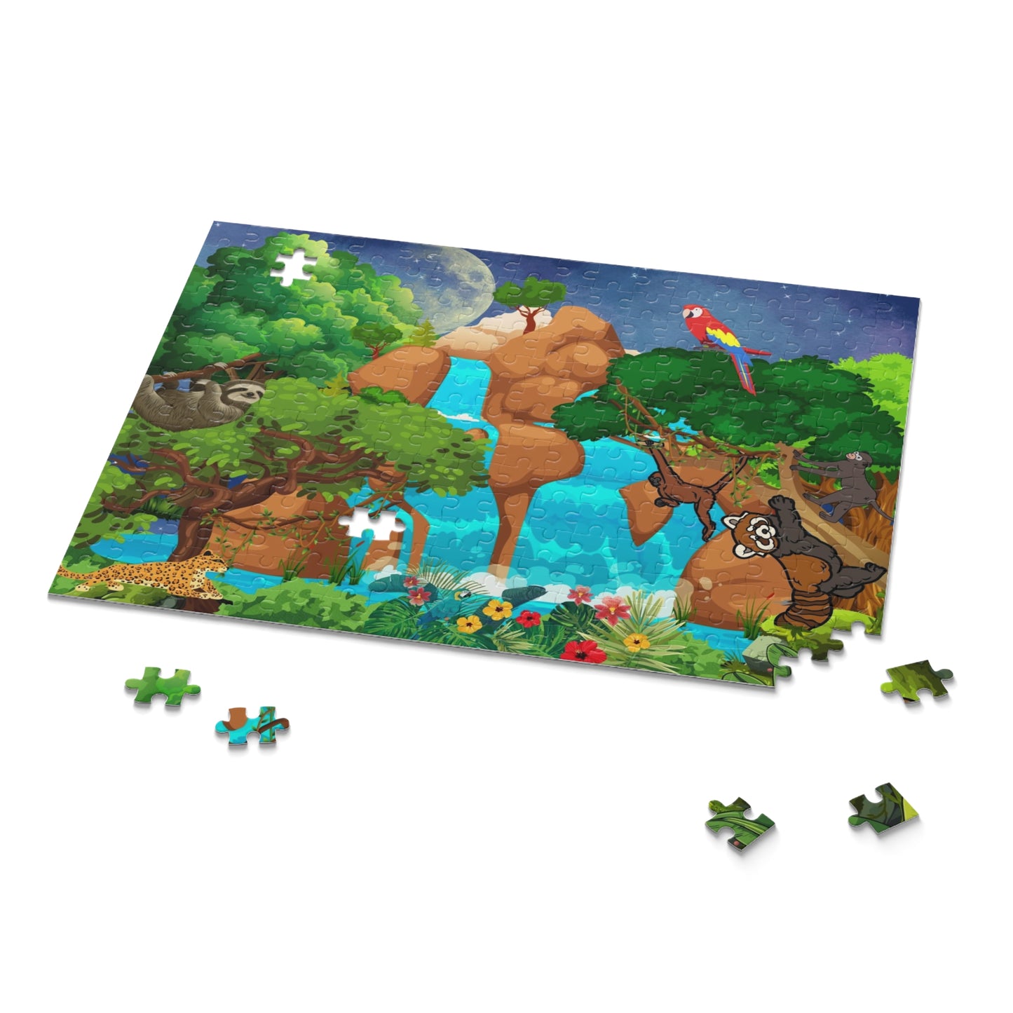 Vibrant Jungle Adventure Puzzle | 120, 252 & 500-Piece Options | Ideal Family Game Night