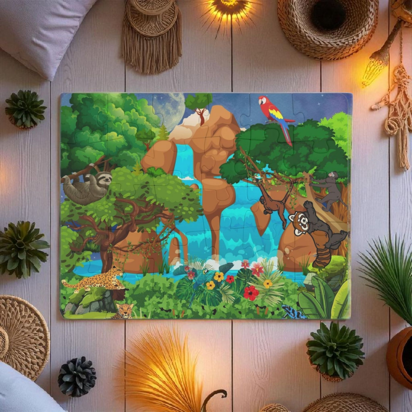 Vibrant Jungle Adventure Puzzle | 120, 252 & 500-Piece Options | Ideal Family Game Night
