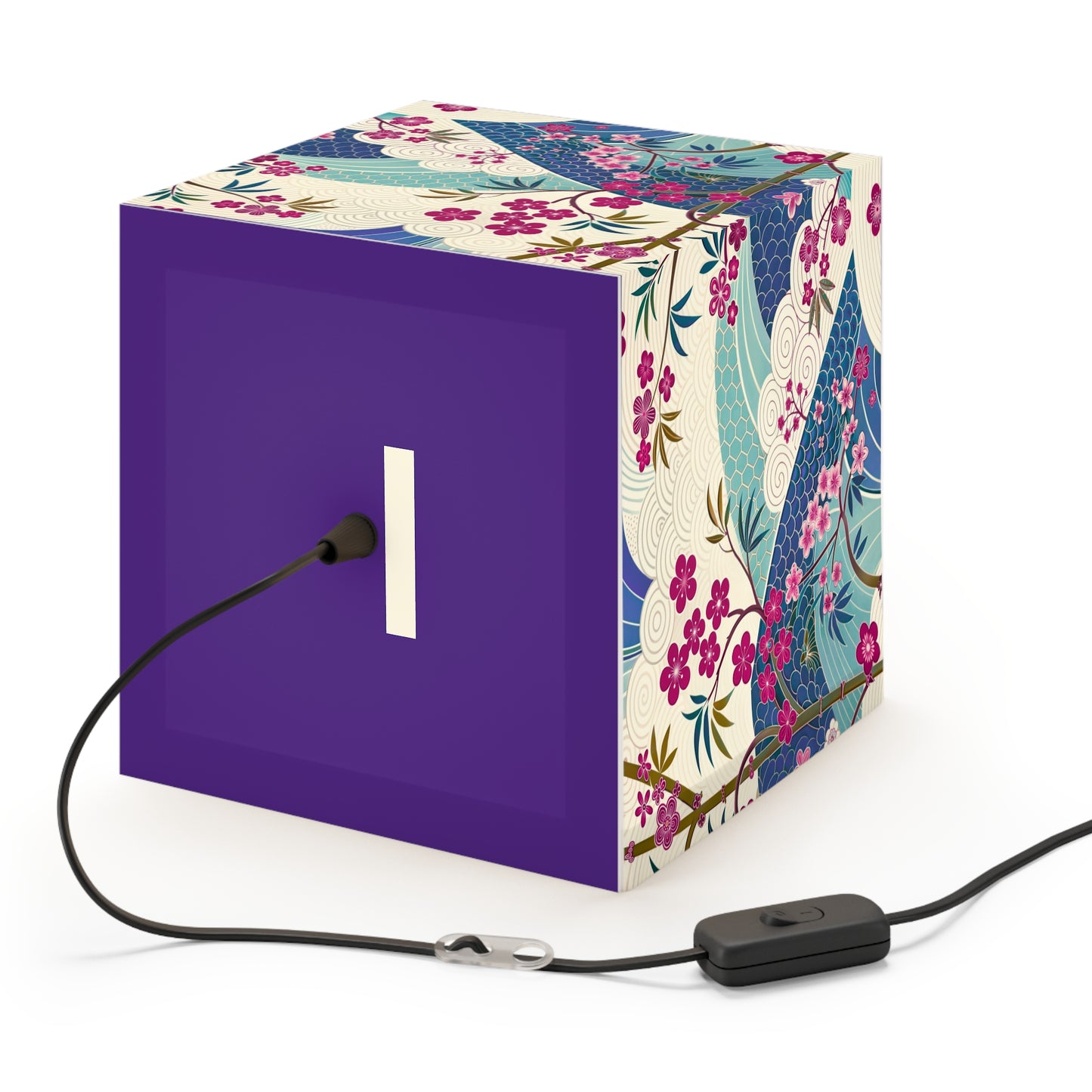 Japanese Floral Wave Light Cube Lamp — Cherry Blossom Ambient Night Light