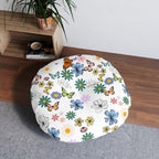 Floral Tufted Floor Pillow - Round Cushion for Cozy Decor Printify