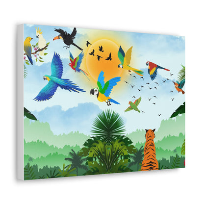 Tropical Bird Canvas, Rainforest, Wild Life Wall Art, Home Decor, Gallery Wrap