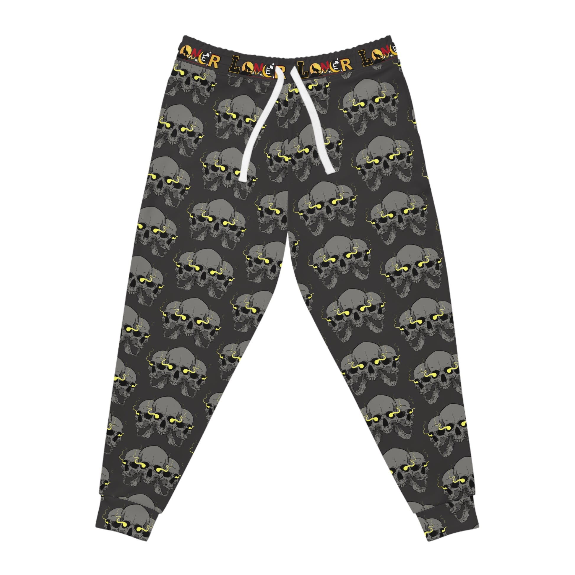 Gothic Skull Print Athletic Joggers, Trendy Loungewear, Gothic Sportswear Printify