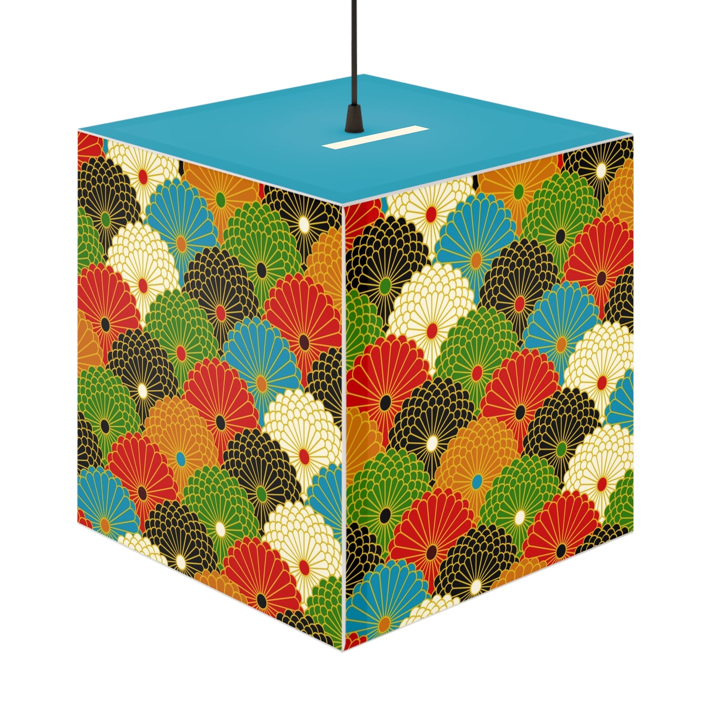 Japanese Fan Pattern Light Cube Lamp – Colorful Retro Geometric Table & Night Light