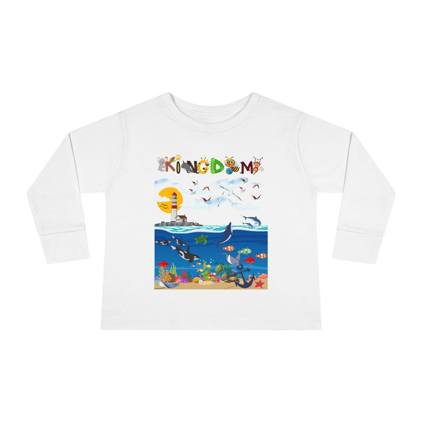 Orca Graphic Toddler Long Sleeve Tee for Kids, Whale Shirt, Children's Wildlife Top