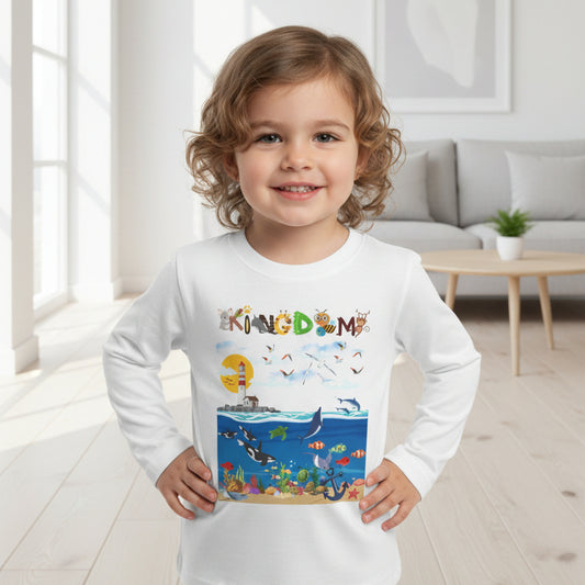 Orca Graphic Toddler Long Sleeve Tee for Kids, Whale Shirt, Children's Wildlife Top