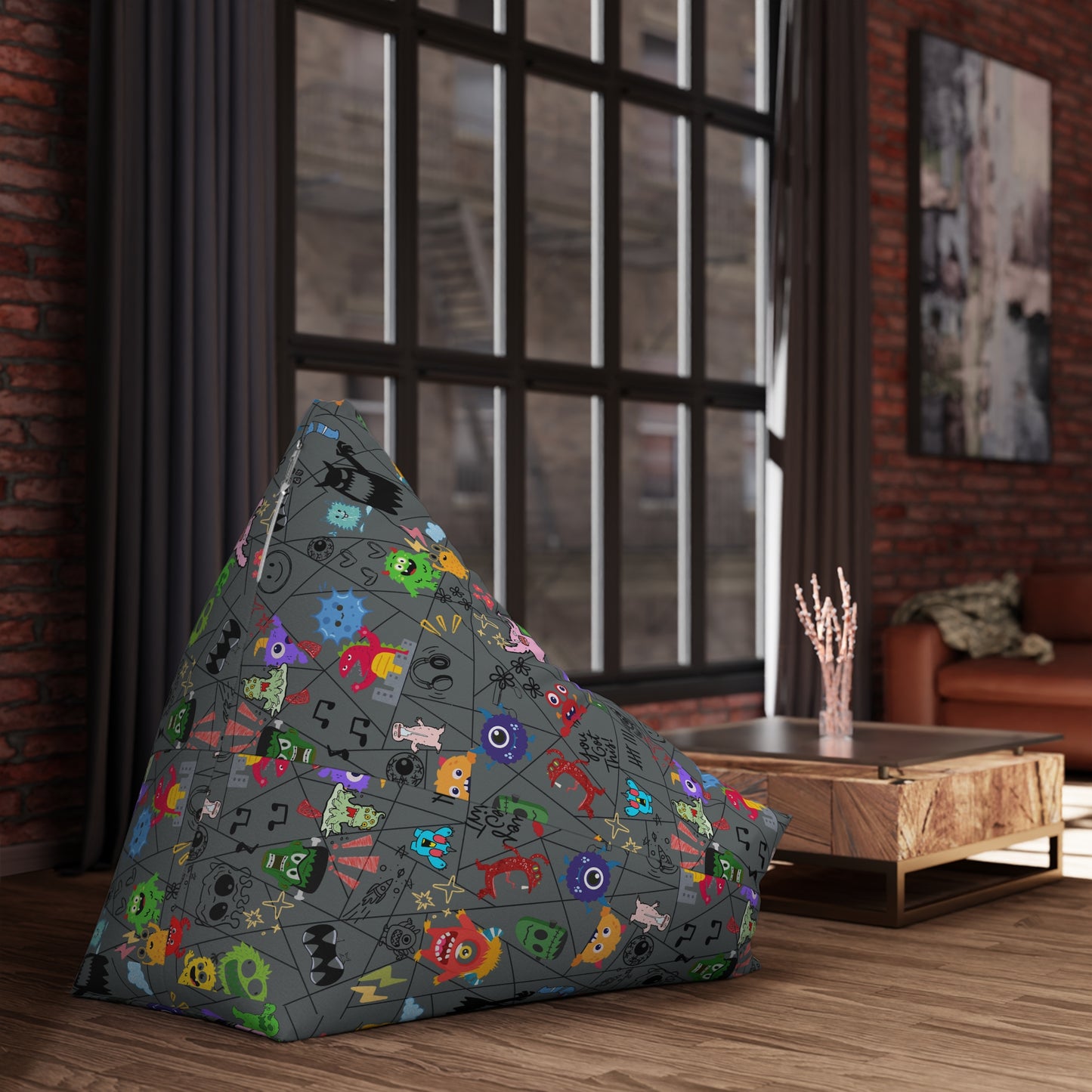 Kids' Fun Bean Bag Chair Cover - Playful Monsters, Cozy Seating for Sofas, Playrooms, or Nurseries, Kids' Rooms, Party Decor