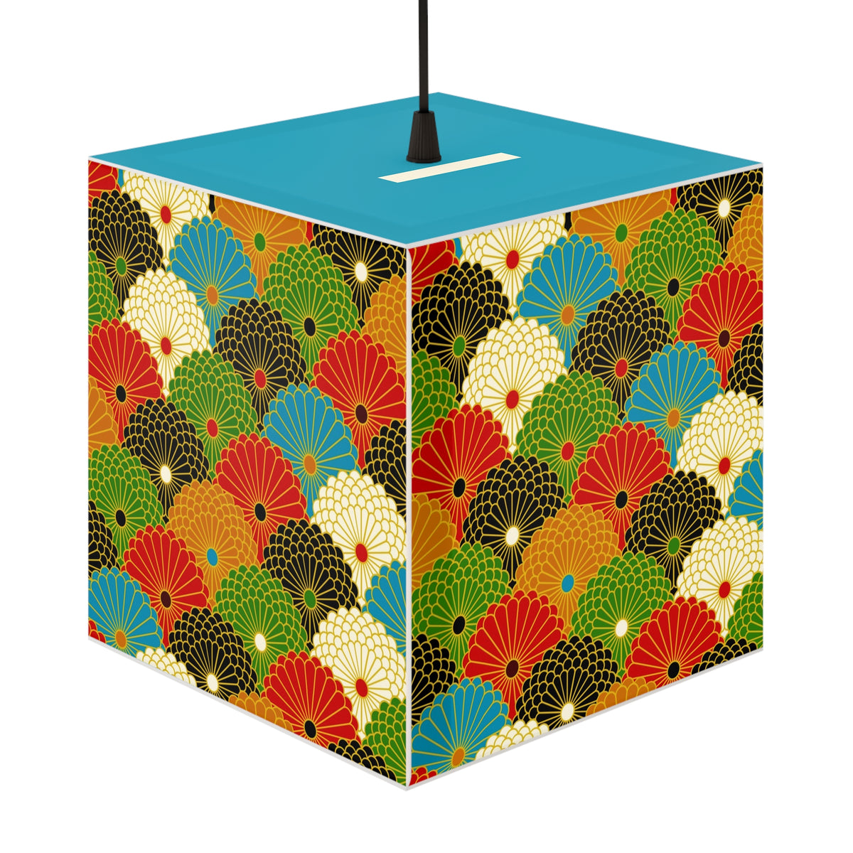 Japanese Fan Pattern Light Cube Lamp – Colorful Retro Geometric Table & Night Light Printify