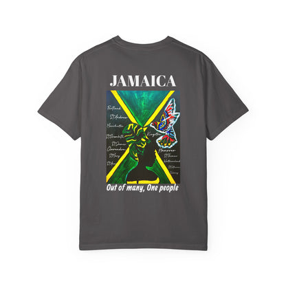 Handcrafted Jamaican Flag Art Graphic Tee, Unisex Garment-Dyed T-shirt