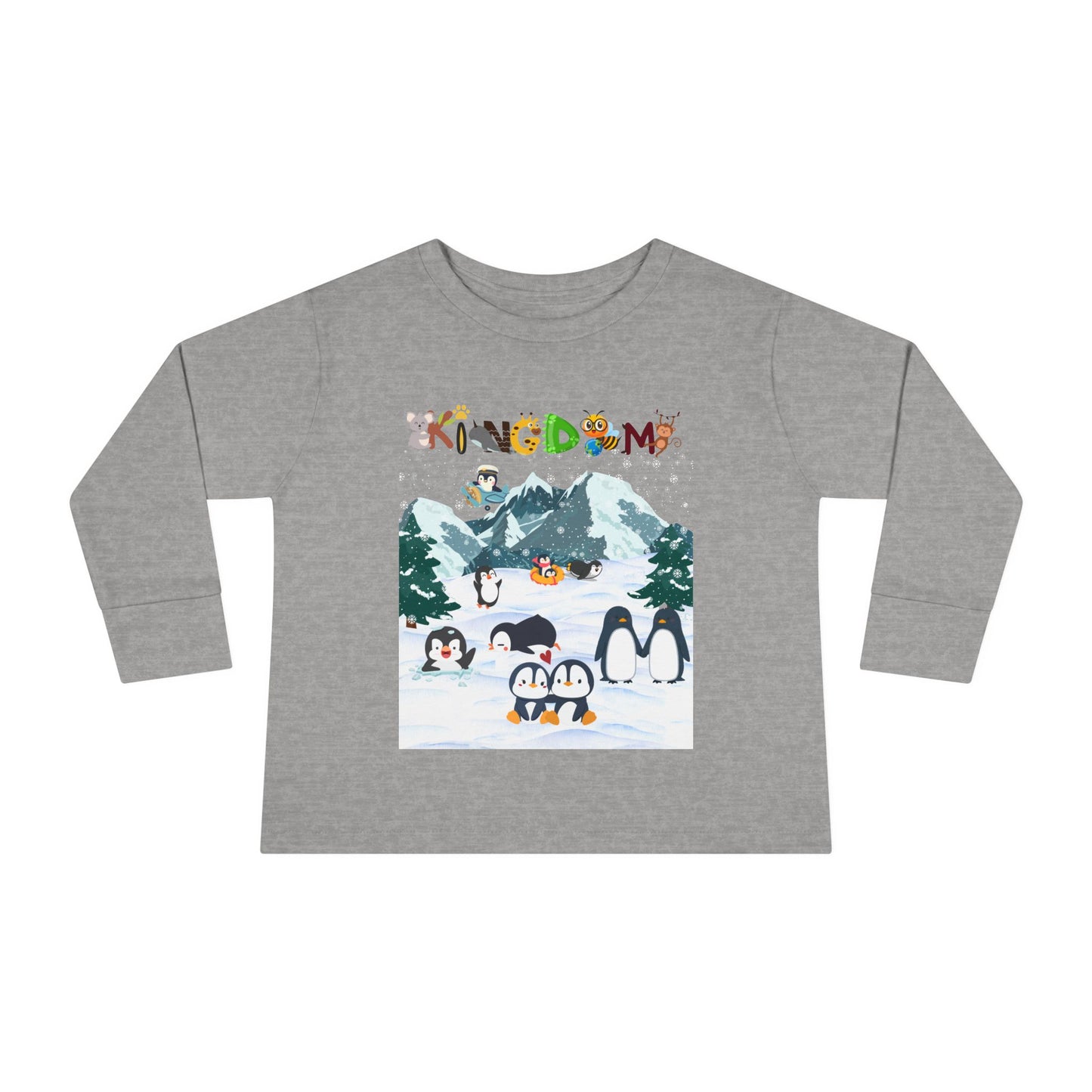 Graphic Penguin Toddler Long Sleeve Tee - Cute Animal Print Shirt for Kids, Winter Theme