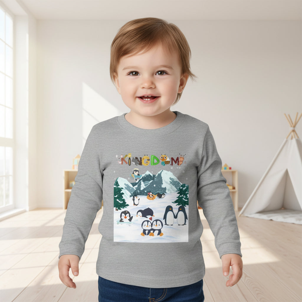 Graphic Penguin Toddler Long Sleeve Tee - Cute Animal Print Shirt for Kids, Winter Theme Printify