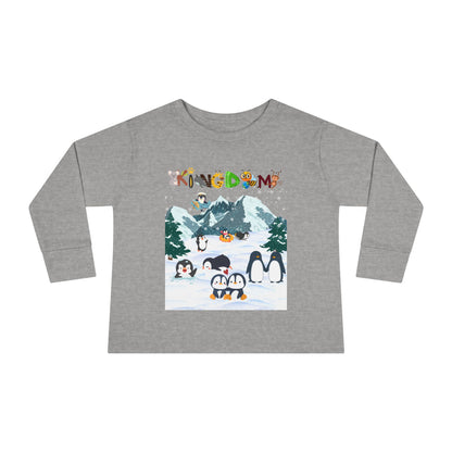 Graphic Penguin Toddler Long Sleeve Tee - Cute Animal Print Shirt for Kids, Winter Theme