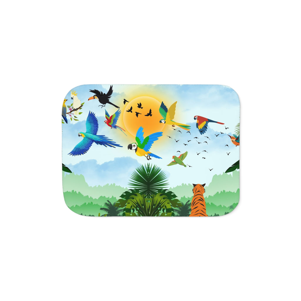 Tropical Wildlife Sherpa Blanket - Cozy Nature-Inspired Throw Printify