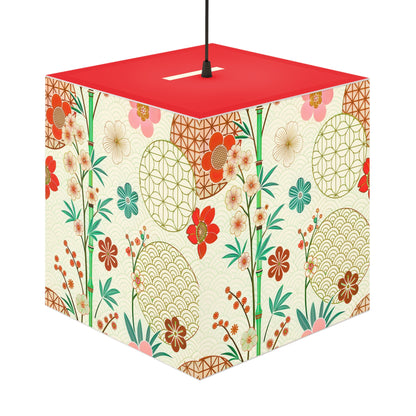 Japanese Floral Cube Lamp — Vintage Sakura Pattern Light Cube