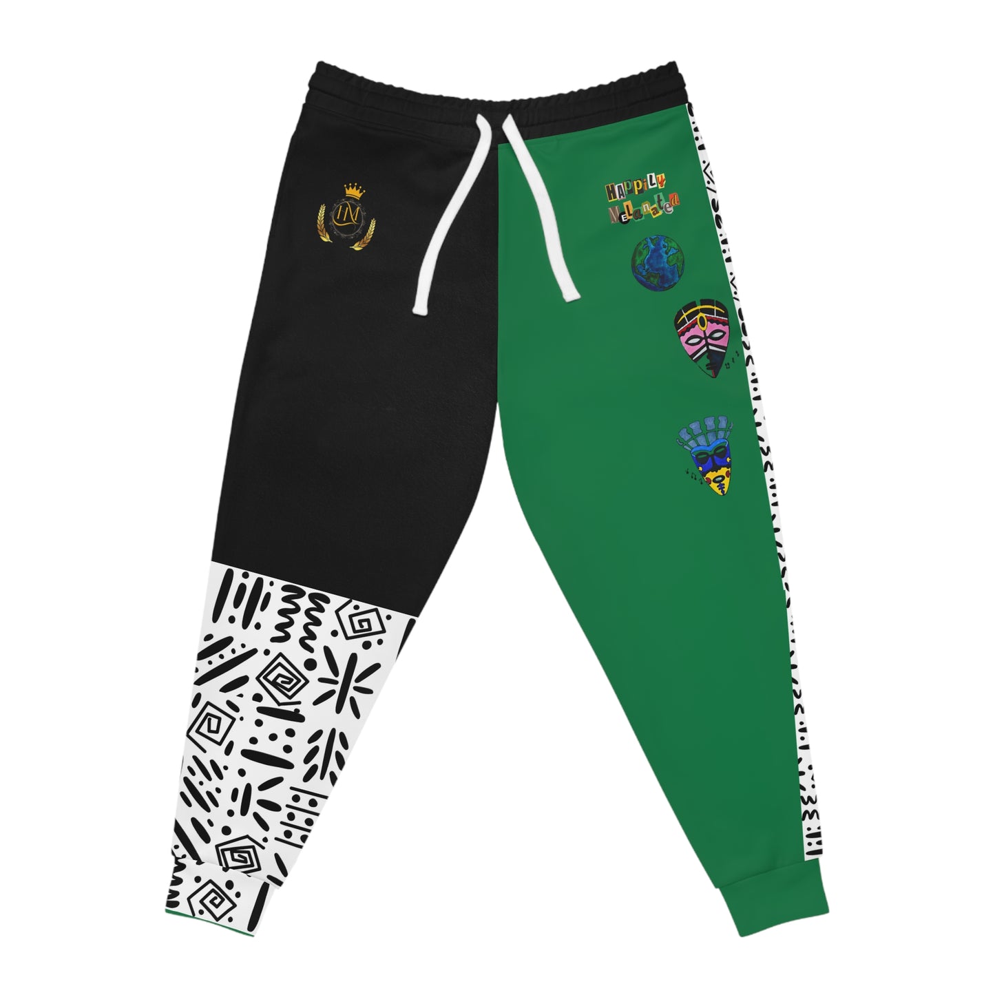 Handcrafted Afro Music Cartoon Art Athletic Joggers, Unisex Sweatpants