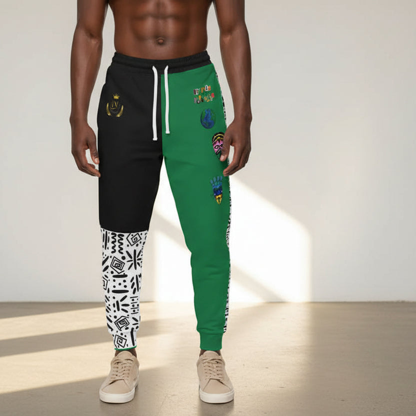 Unisex Athletic Joggers featuring Handcrafted Afro-Music Cartoon Illustration Printify