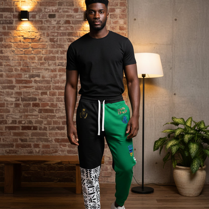 Unisex Athletic Joggers featuring Handcrafted Afro-Music Cartoon Illustration Printify