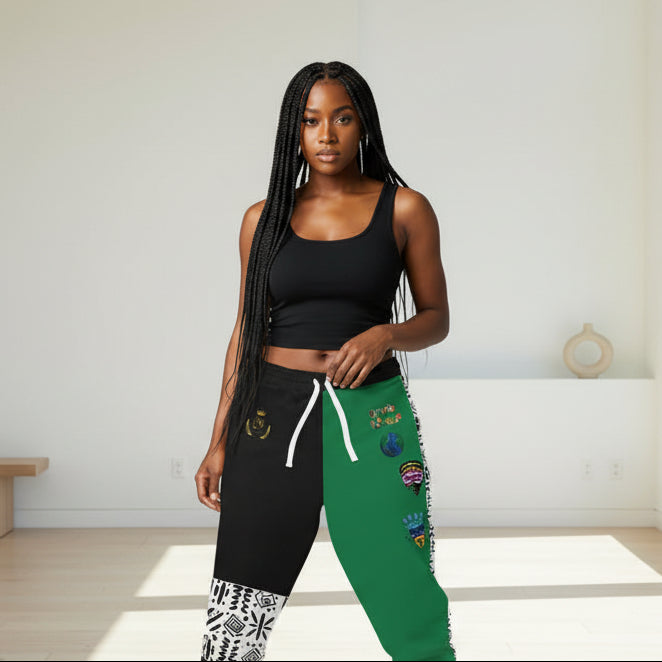 Handcrafted Afro Music Cartoon Art Athletic Joggers, Unisex Sweatpants