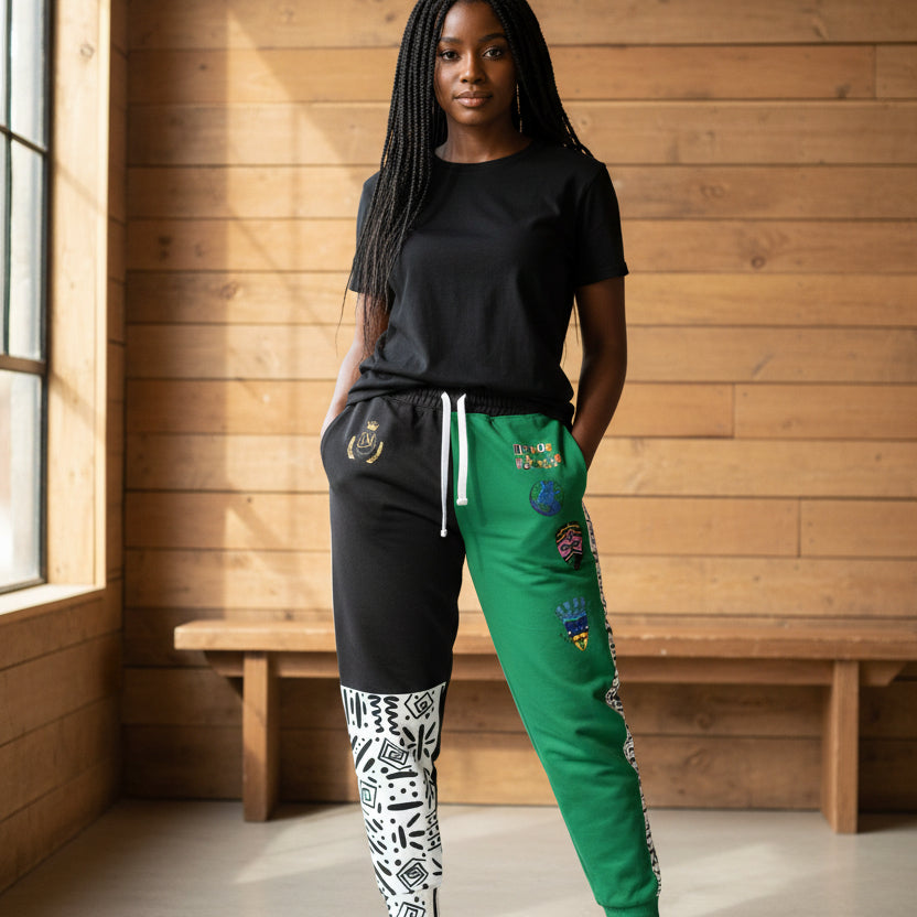Unisex Athletic Joggers featuring Handcrafted Afro-Music Cartoon Illustration Printify