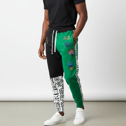 Handcrafted Afro Music Cartoon Art Athletic Joggers, Unisex Sweatpants