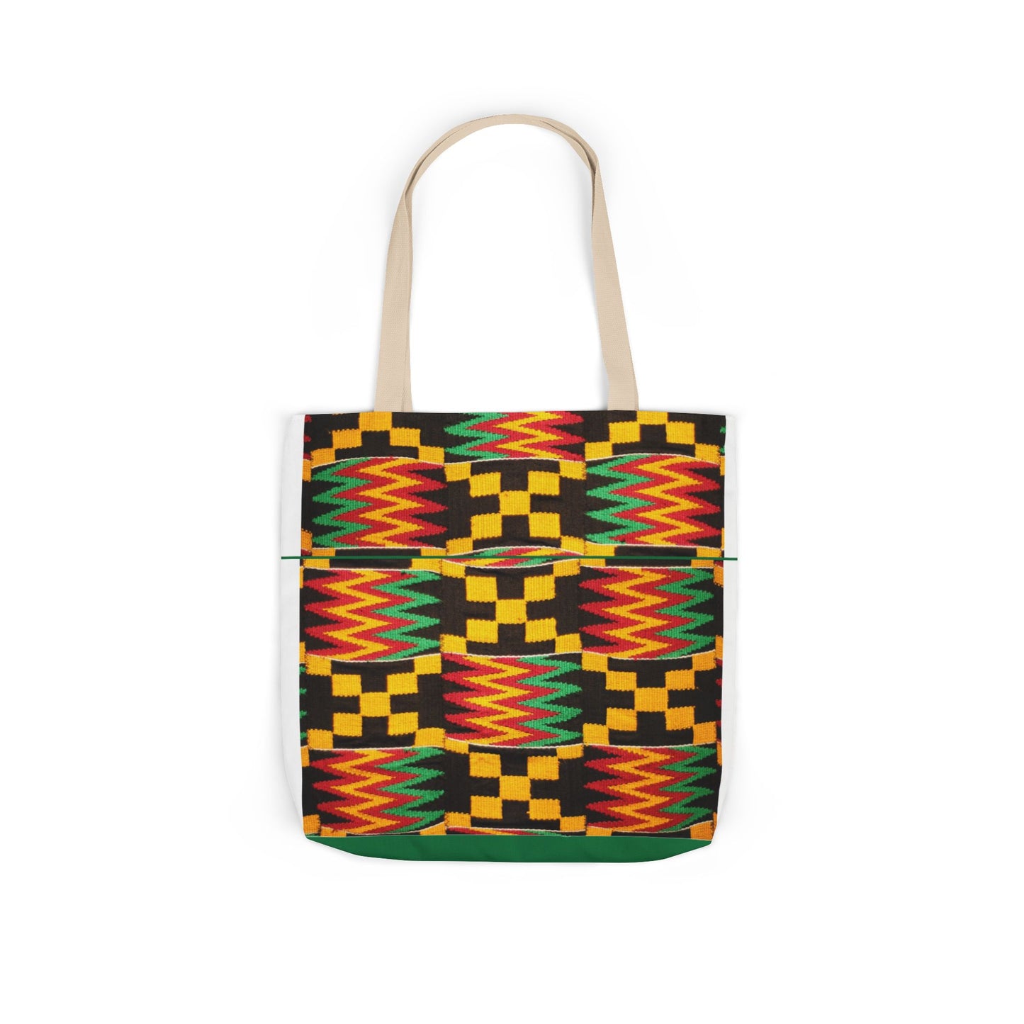 Kente Pattern Canvas Tote Bag — Vibrant African Print Market Tote