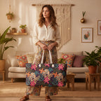 Tropical Floral Weekender Bag — Large Rope-Handle Travel Tote Printify