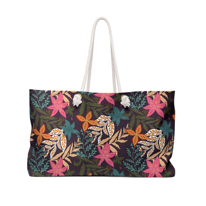 Tropical Floral Weekender Bag — Large Rope-Handle Travel Tote