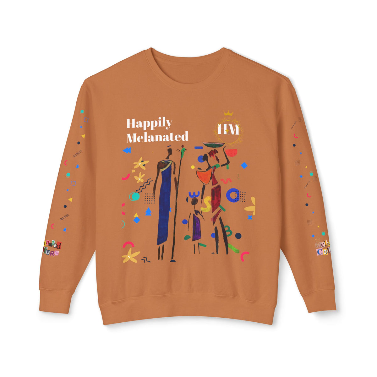 Bold Ethnic Unisex Light Weight Crewneck, Hand-drawn Tribal Family Doodle Design Printify