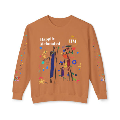 Bold Ethnic Unisex Light Weight Crewneck, Hand-drawn Tribal Family Doodle Design
