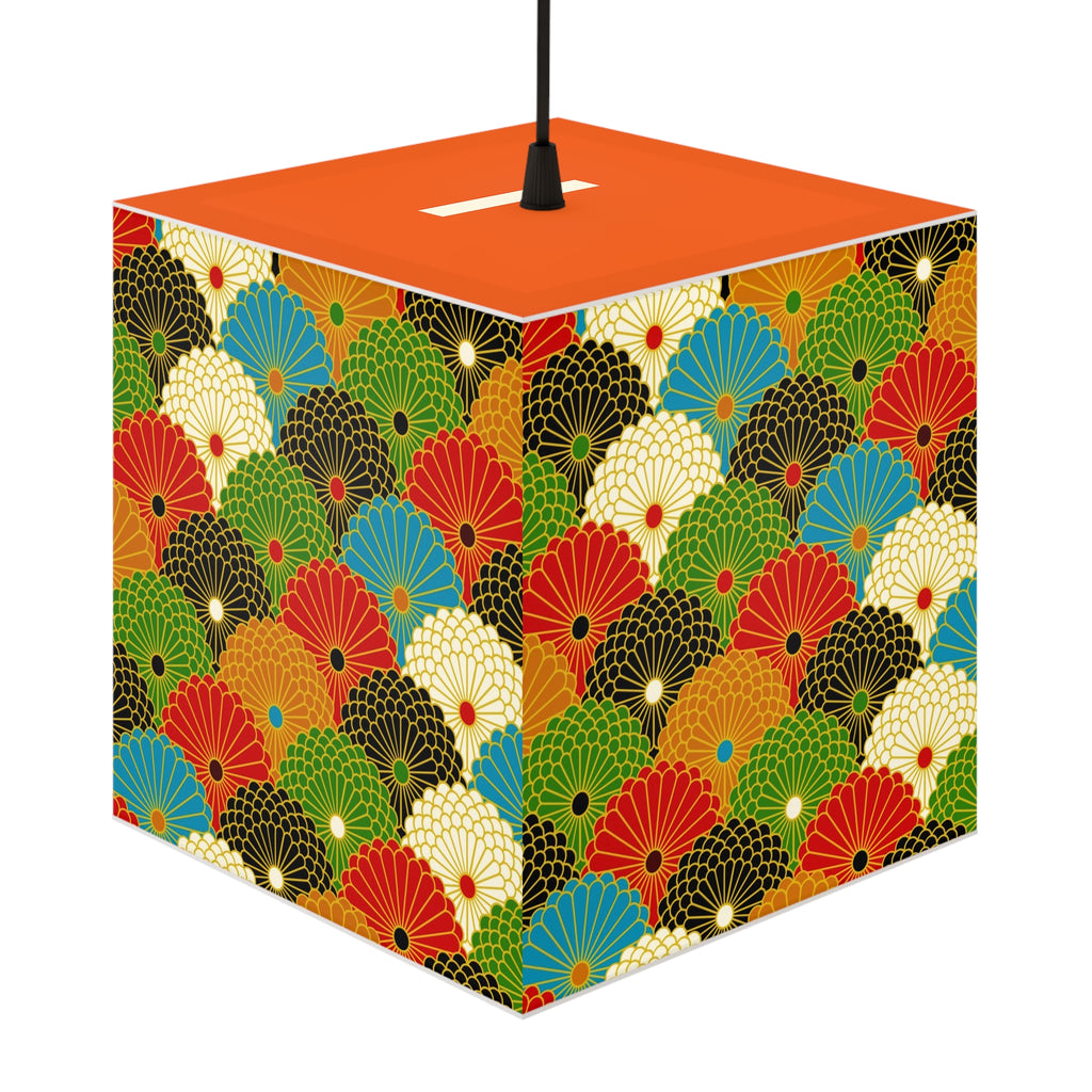 Japanese Fan Pattern Light Cube Lamp – Colorful Retro Geometric Table & Night Light Printify